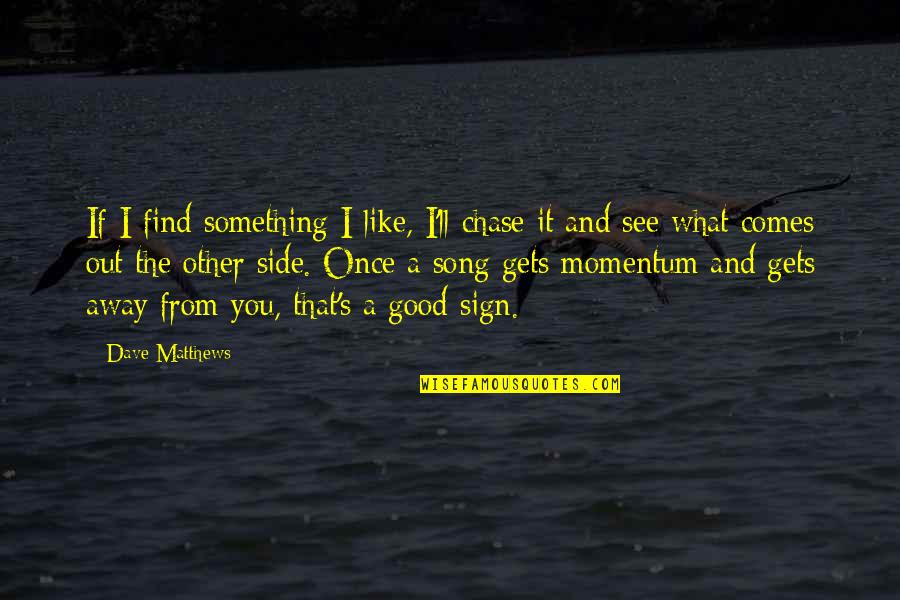 It's A Sign Quotes By Dave Matthews: If I find something I like, I'll chase