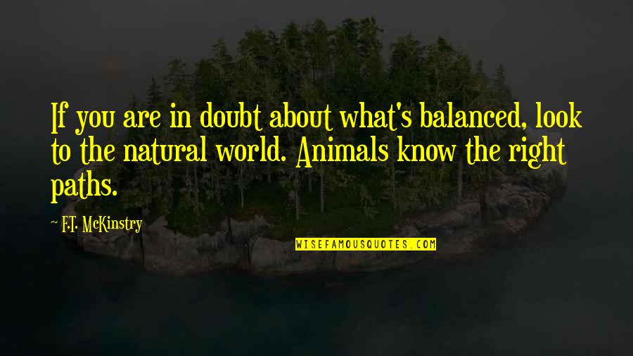 It's All About Balance Quotes By F.T. McKinstry: If you are in doubt about what's balanced,