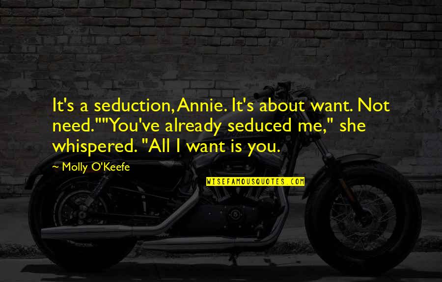 It's All About Me Quotes By Molly O'Keefe: It's a seduction, Annie. It's about want. Not