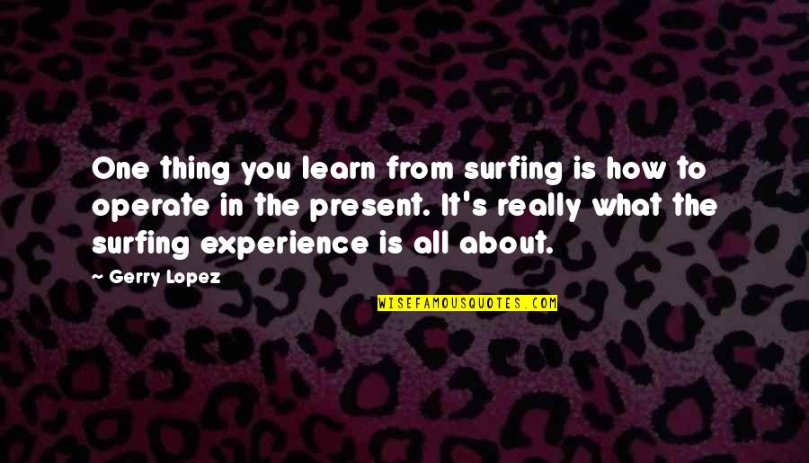 It's All About You Quotes By Gerry Lopez: One thing you learn from surfing is how