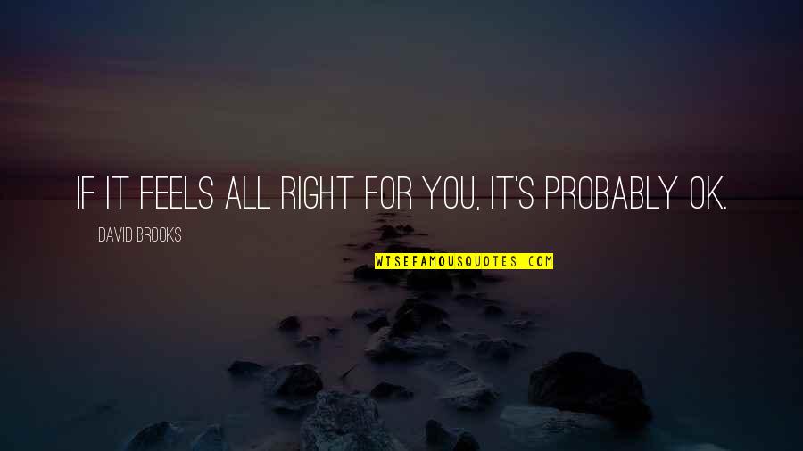 It's All Ok Quotes By David Brooks: If it feels all right for you, it's