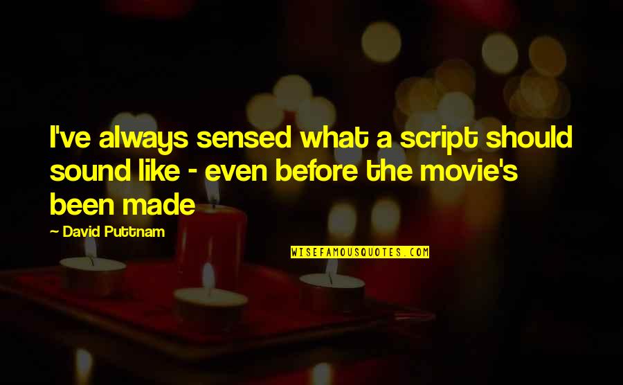 It's Always Been You Movie Quotes By David Puttnam: I've always sensed what a script should sound
