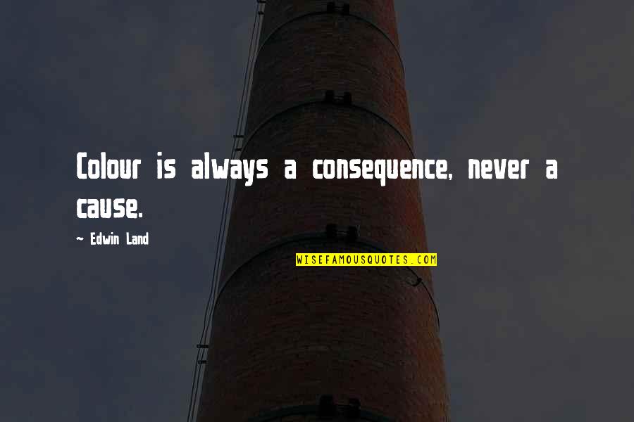 It's Better To Feel Pain Than Nothing At All Quotes By Edwin Land: Colour is always a consequence, never a cause.