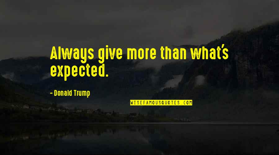 It's Cold Picture Quotes By Donald Trump: Always give more than what's expected. It's Cold Picture Quotes By Donald Trump: Always give more than what's expected.