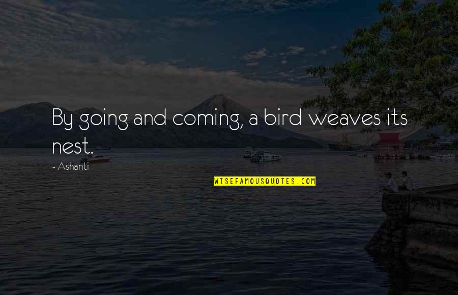 Its Coming Quotes By Ashanti: By going and coming, a bird weaves its