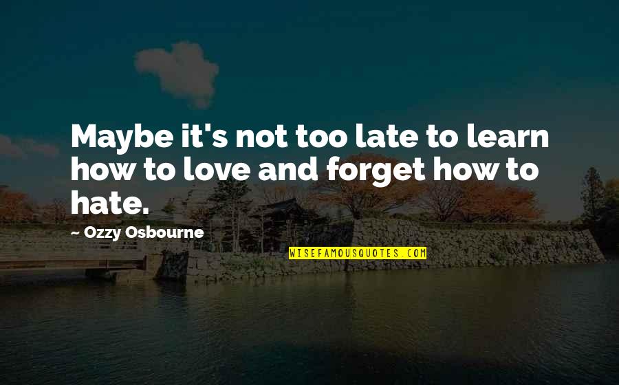 It's Crazy How Much I Love You Quotes By Ozzy Osbourne: Maybe it's not too late to learn how