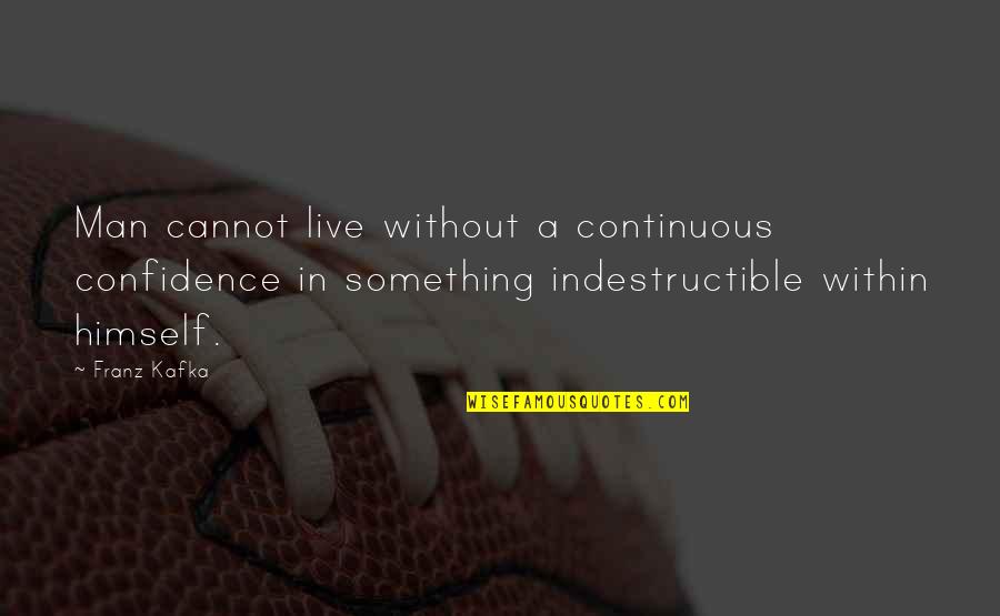 It's Crazy How One Person Quotes By Franz Kafka: Man cannot live without a continuous confidence in