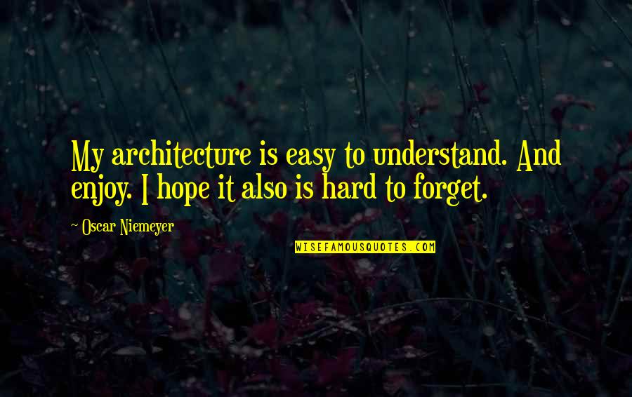 It's Easy To Forget Quotes By Oscar Niemeyer: My architecture is easy to understand. And enjoy.