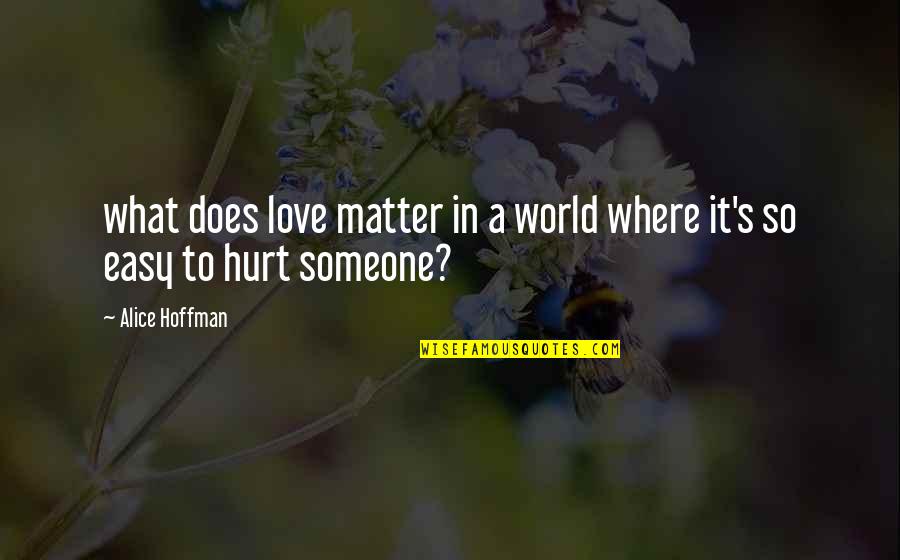 Its Easy To Hurt Someone Quotes By Alice Hoffman: what does love matter in a world where