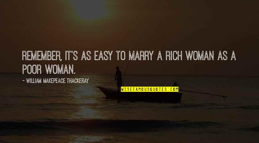 Its Easy To Remember Quotes By William Makepeace Thackeray: Remember, it's as easy to marry a rich