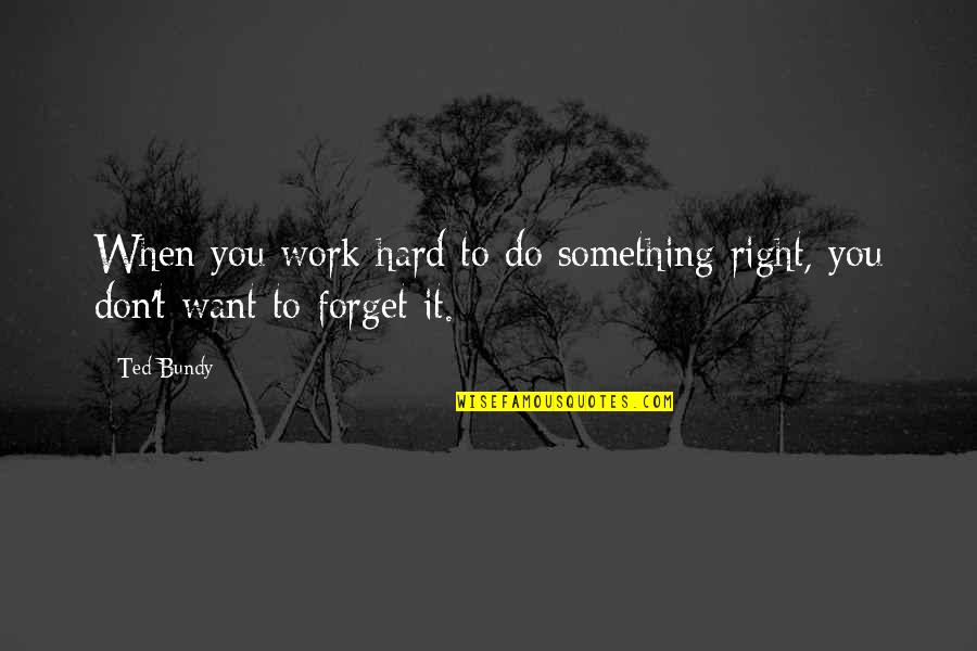 It's Hard To Forget Quotes By Ted Bundy: When you work hard to do something right,