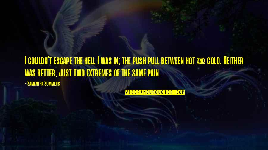 It's Hot As Hell Quotes By Samantha Summers: I couldn't escape the hell I was in;