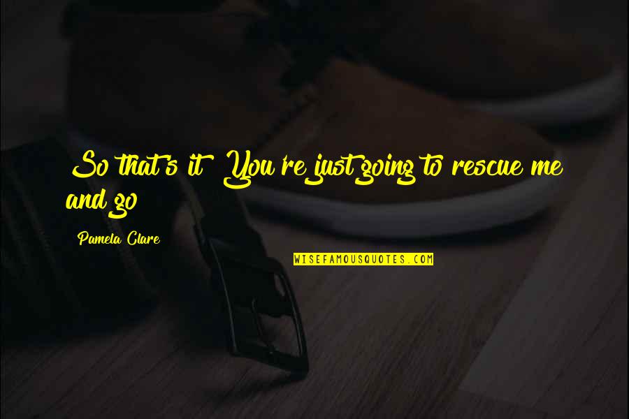 It's Just Me & You Quotes By Pamela Clare: So that's it? You're just going to rescue