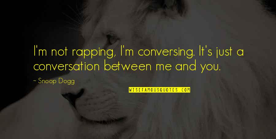 It's Just Me & You Quotes By Snoop Dogg: I'm not rapping, I'm conversing. It's just a