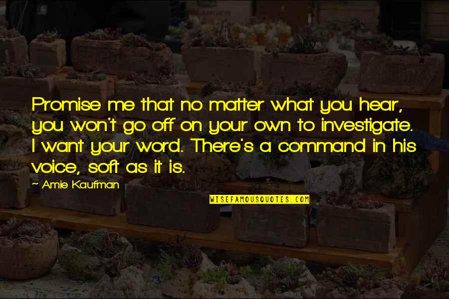 It's Me Quotes By Amie Kaufman: Promise me that no matter what you hear,