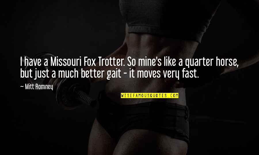 It's Mine Quotes By Mitt Romney: I have a Missouri Fox Trotter. So mine's