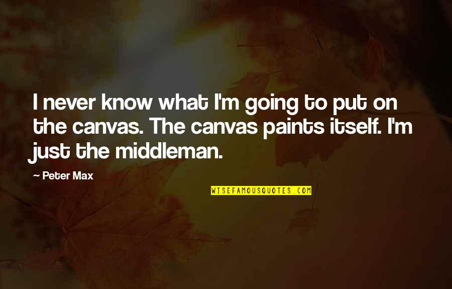 It's Never Going To Be Okay Quotes By Peter Max: I never know what I'm going to put It's Never Going To Be Okay Quotes By Peter Max: I never know what I'm going to put