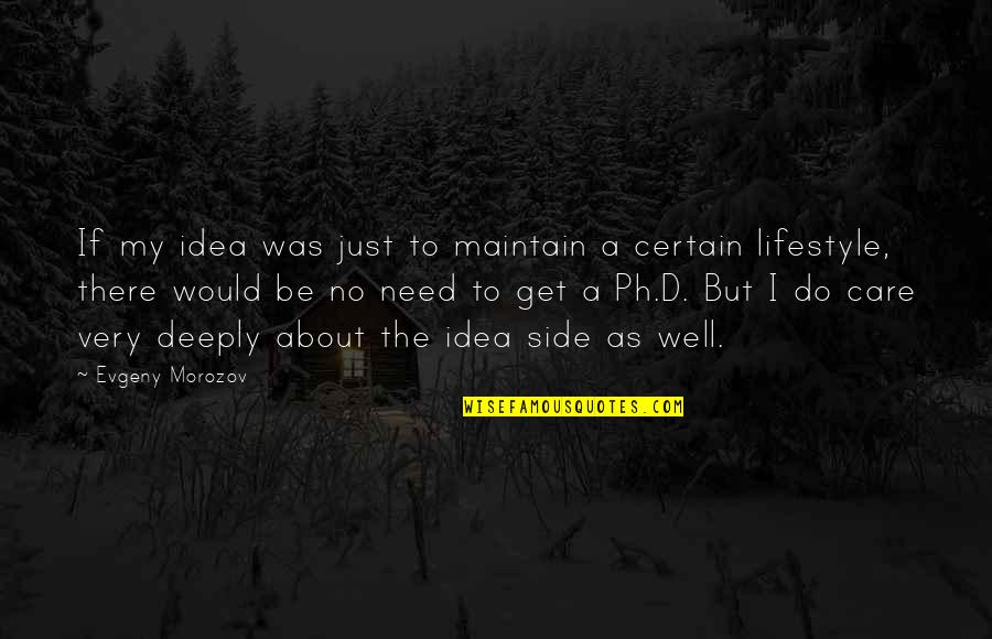 Its Not A Lifestyle Quotes By Evgeny Morozov: If my idea was just to maintain a Its Not A Lifestyle Quotes By Evgeny Morozov: If my idea was just to maintain a