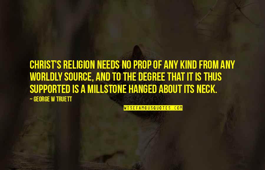 Its Not About Religion Quotes By George W Truett: Christ's religion needs no prop of any kind