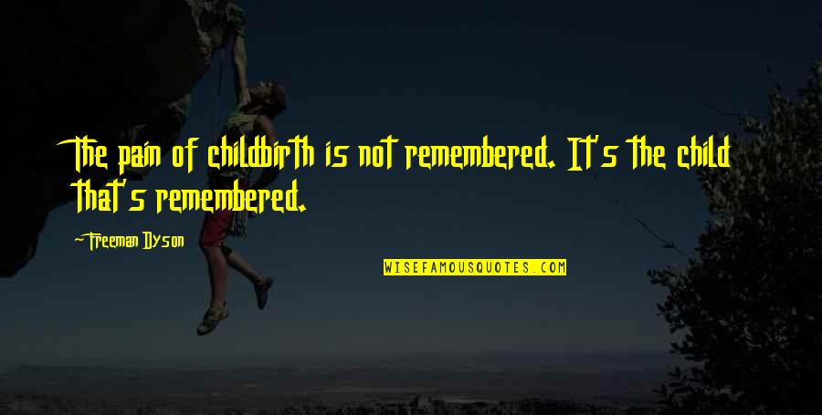 Its Not About Winning Or Losing Quotes By Freeman Dyson: The pain of childbirth is not remembered. It's