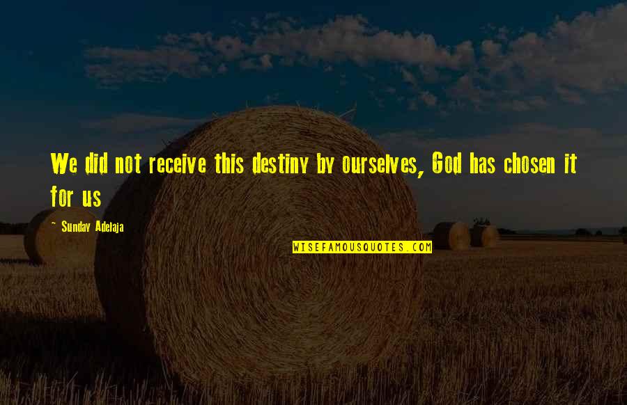 It's Not Destiny Quotes By Sunday Adelaja: We did not receive this destiny by ourselves,