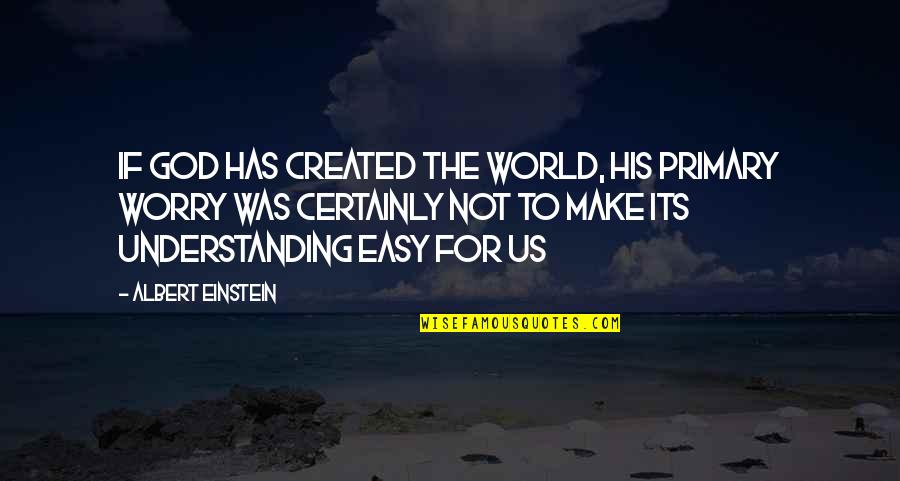 Its Not Easy Quotes By Albert Einstein: If God has created the world, his primary