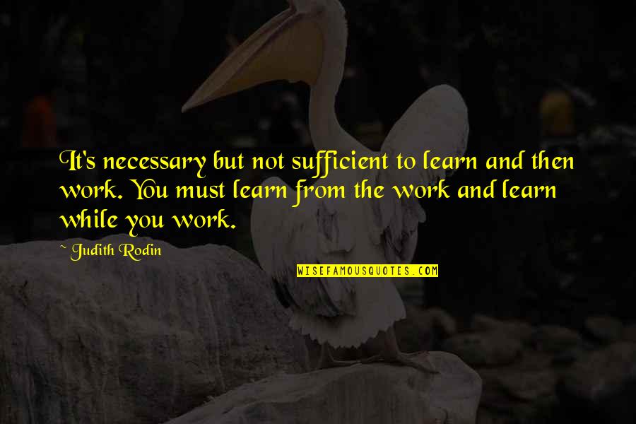 It's Not Necessary Quotes By Judith Rodin: It's necessary but not sufficient to learn and