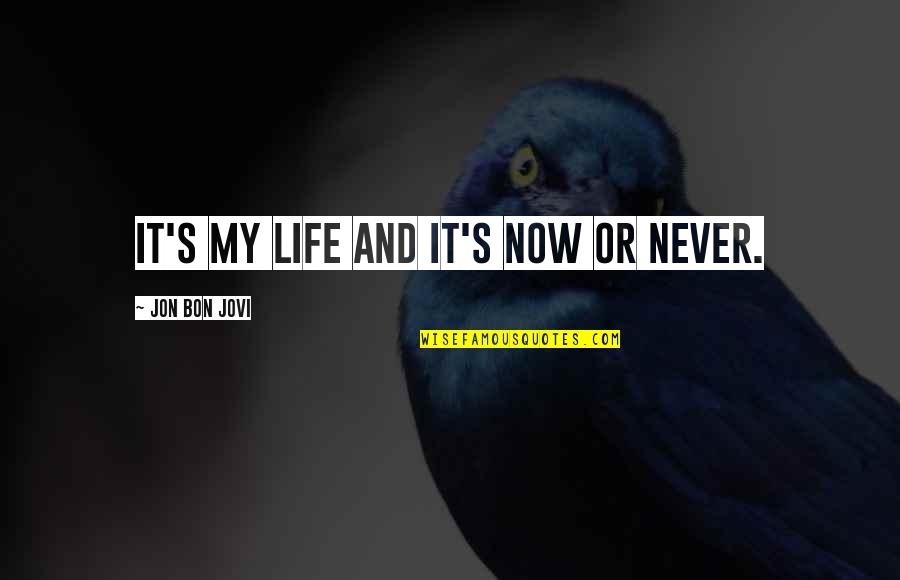 It's Now Or Never Quotes By Jon Bon Jovi: It's my life and it's now or never. It's Now Or Never Quotes By Jon Bon Jovi: It's my life and it's now or never.