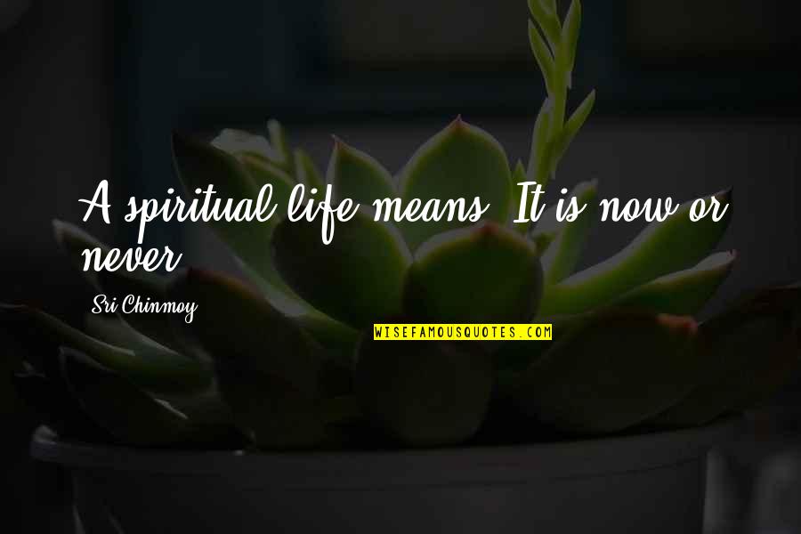 It's Now Or Never Quotes By Sri Chinmoy: A spiritual life means: It is now or It's Now Or Never Quotes By Sri Chinmoy: A spiritual life means: It is now or