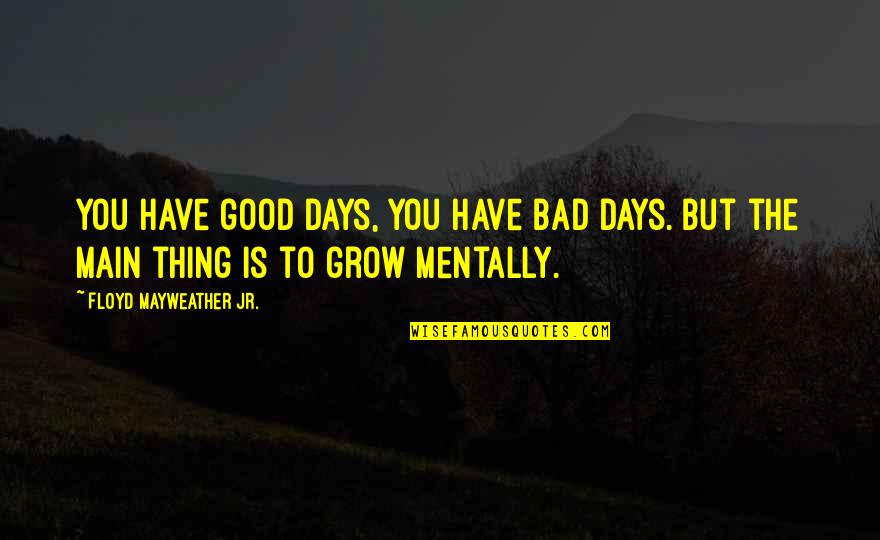 Its Ok To Have Bad Days Quotes By Floyd Mayweather Jr.: You have good days, you have bad days.