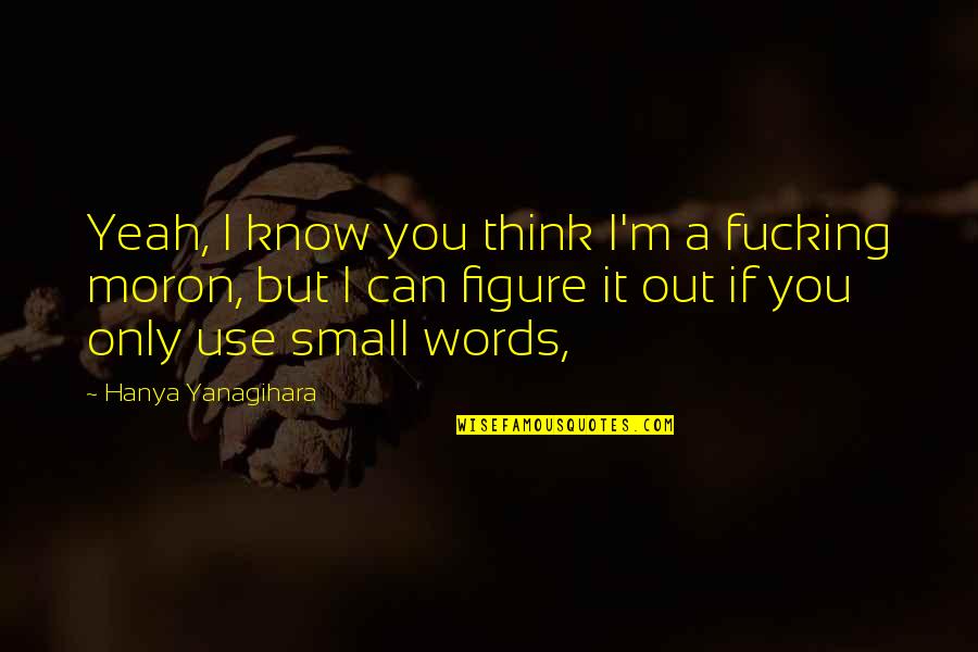 It's Only Words Quotes By Hanya Yanagihara: Yeah, I know you think I'm a fucking