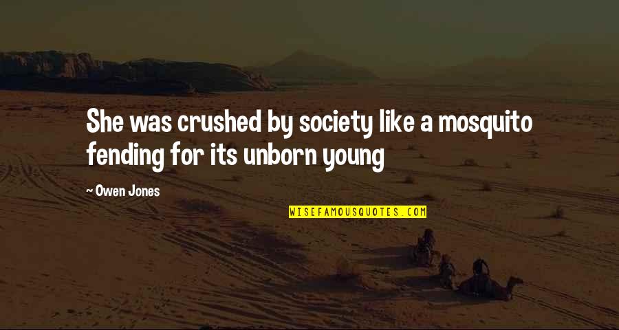 Its Quote Quotes By Owen Jones: She was crushed by society like a mosquito