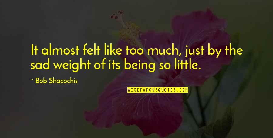 Its Sad Quotes By Bob Shacochis: It almost felt like too much, just by