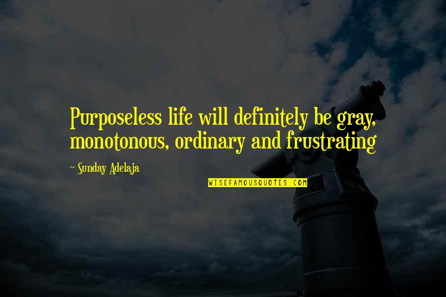 It's So Frustrating Quotes By Sunday Adelaja: Purposeless life will definitely be gray, monotonous, ordinary