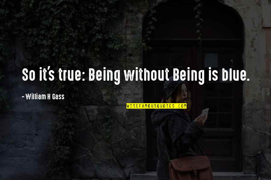 It's So True Quotes By William H Gass: So it's true: Being without Being is blue.