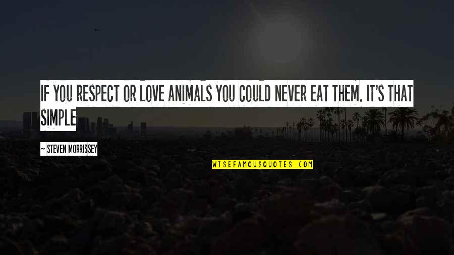 It's That Simple Quotes By Steven Morrissey: If you respect or love animals you could
