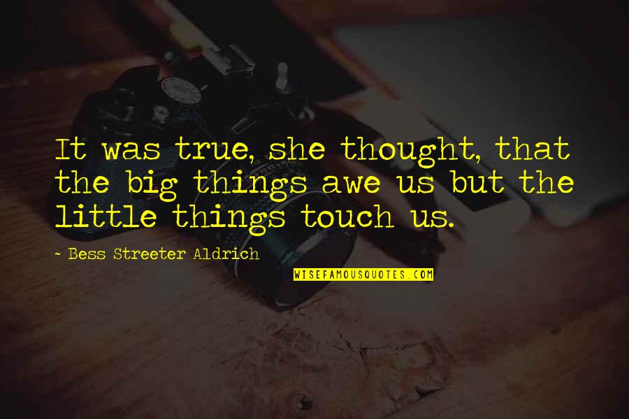 It's The Little Things Quotes By Bess Streeter Aldrich: It was true, she thought, that the big