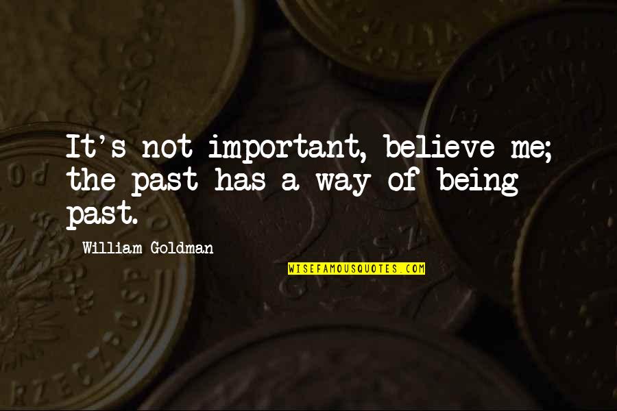 It's The Past Quotes By William Goldman: It's not important, believe me; the past has