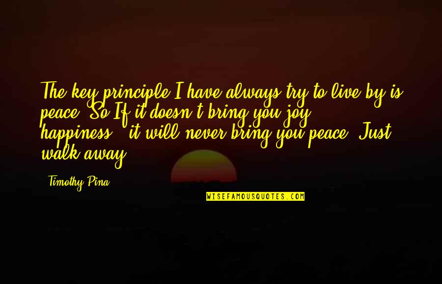 Its The Principle Quote Quotes By Timothy Pina: The key principle I have always try to