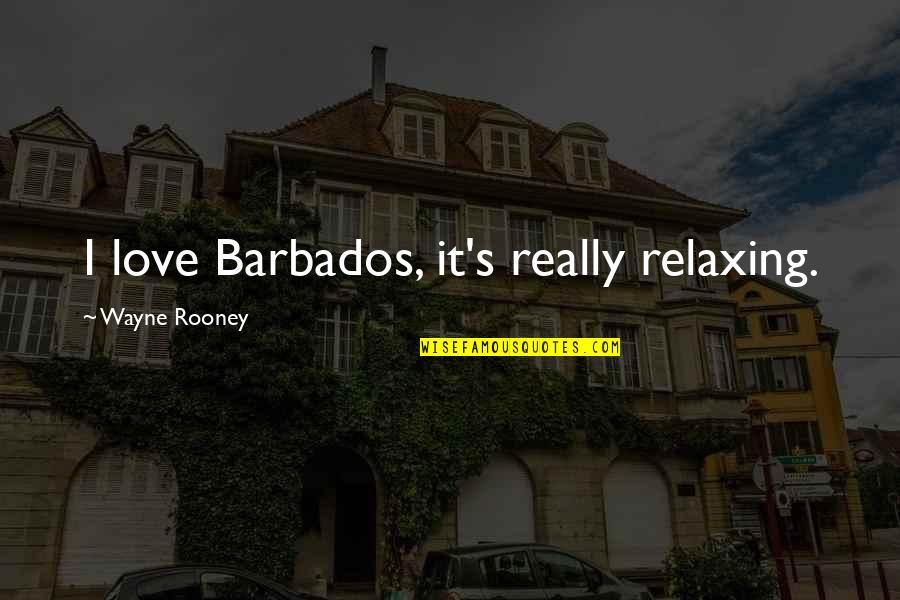 It's Too Late She's Gone Quotes By Wayne Rooney: I love Barbados, it's really relaxing.