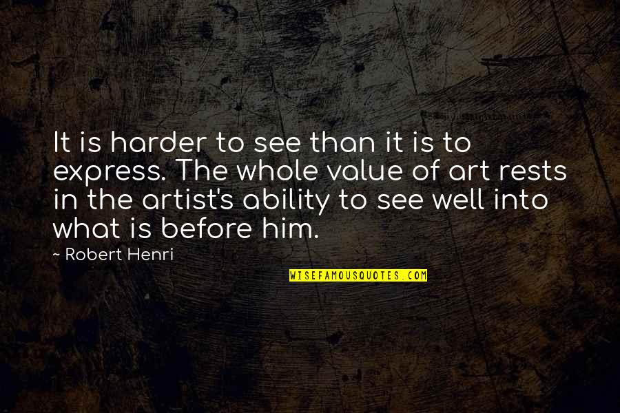 It's Well Quotes By Robert Henri: It is harder to see than it is