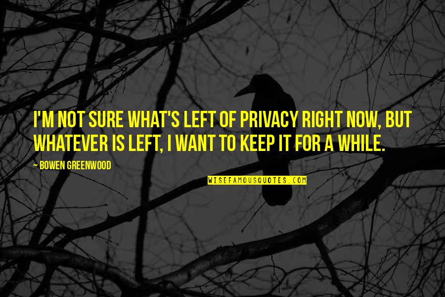 It's Whatever Now Quotes By Bowen Greenwood: I'm not sure what's left of privacy right