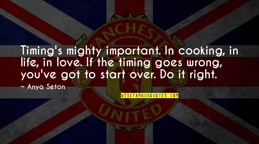 It's Wrong To Love You Quotes By Anya Seton: Timing's mighty important. In cooking, in life, in
