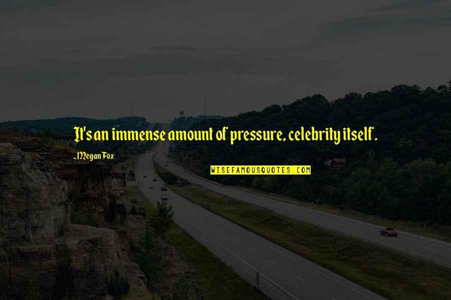 Itself It Quotes By Megan Fox: It's an immense amount of pressure, celebrity itself.