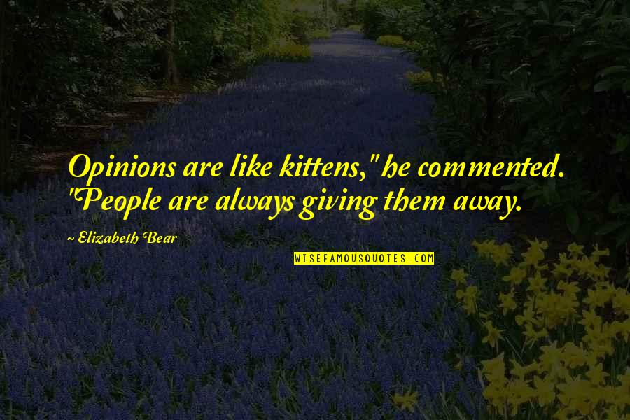 Ittifak Bayrak Quotes By Elizabeth Bear: Opinions are like kittens," he commented. "People are