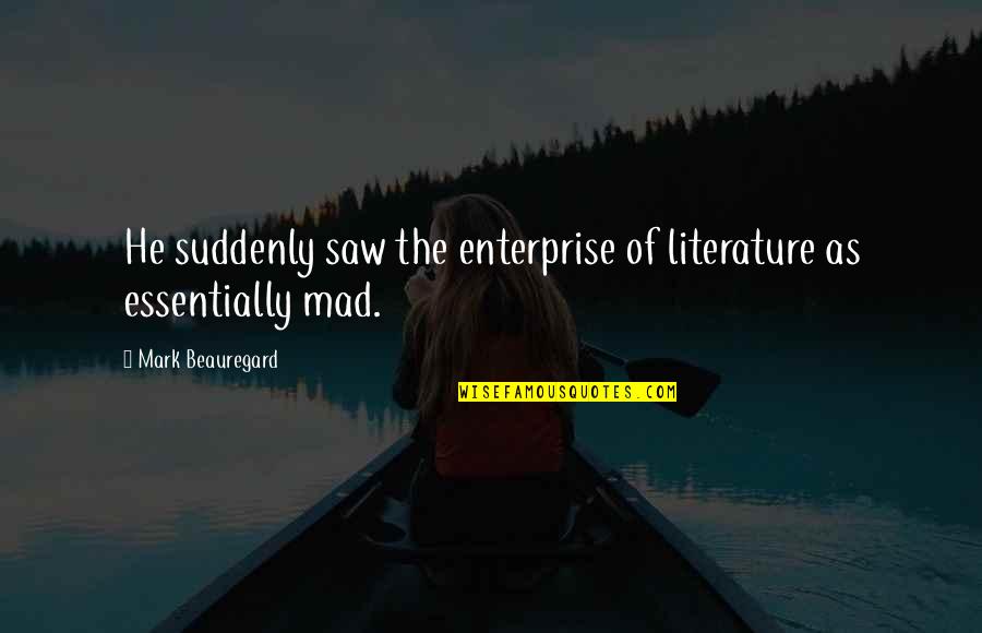 Iv Nyi G Bor Oltalom Quotes By Mark Beauregard: He suddenly saw the enterprise of literature as