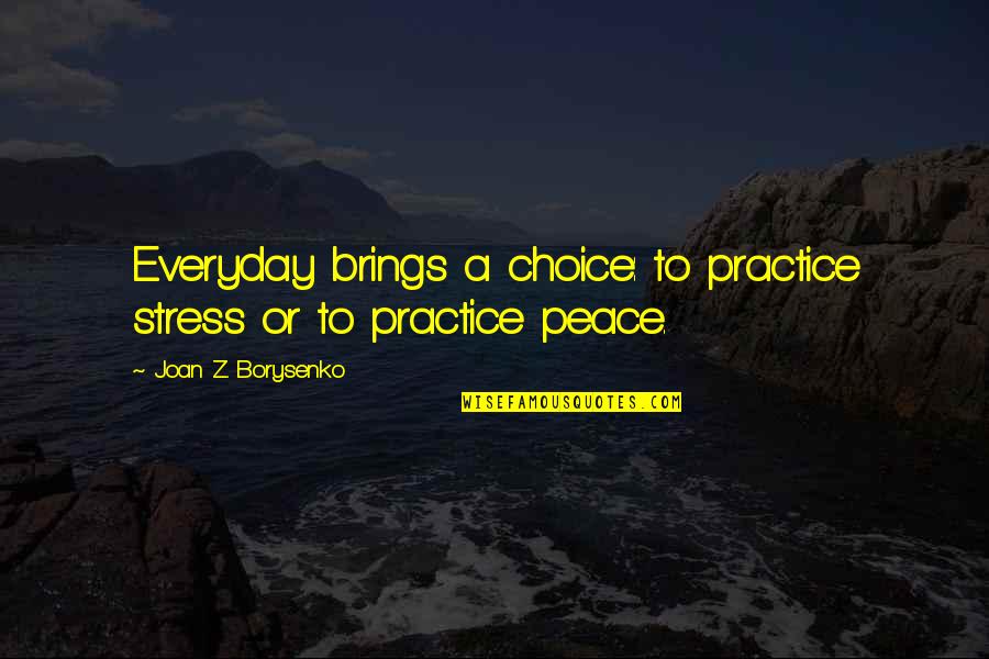 Ivan Gasparovic Quotes By Joan Z. Borysenko: Everyday brings a choice: to practice stress or