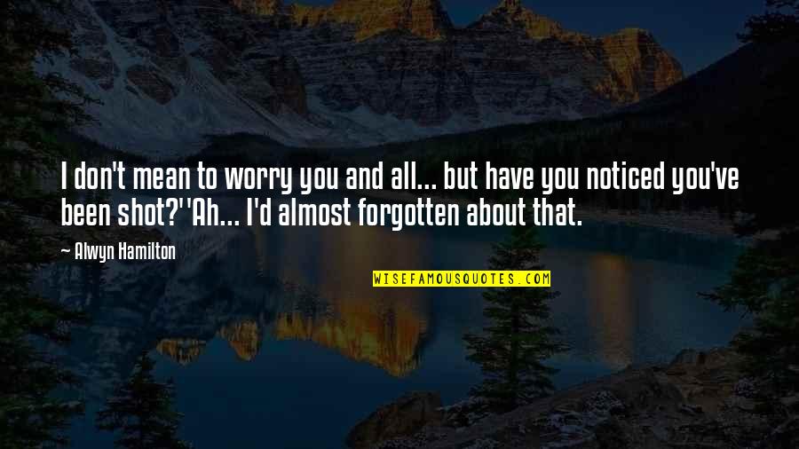 I've Been Forgotten Quotes By Alwyn Hamilton: I don't mean to worry you and all...