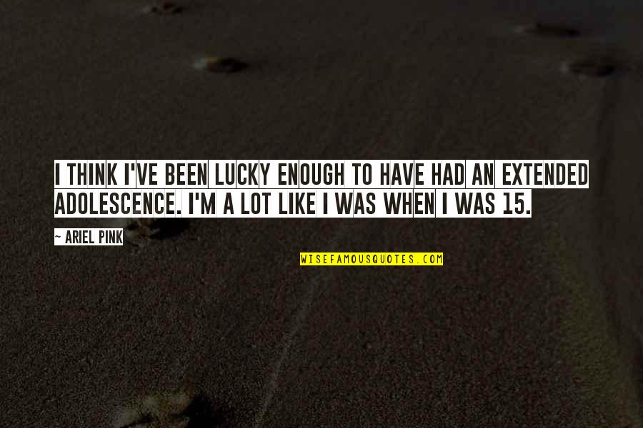 I've Had Enough Now Quotes By Ariel Pink: I think I've been lucky enough to have