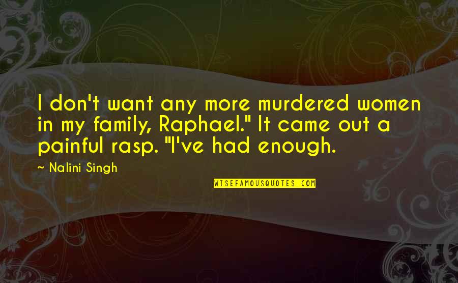 I've Had Enough Now Quotes By Nalini Singh: I don't want any more murdered women in